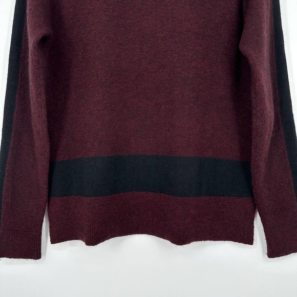 Veronica Beard Denisa Turtleneck Sweater Merino Wool Yak Blend Burgundy/ Black - Picture 10 of 13